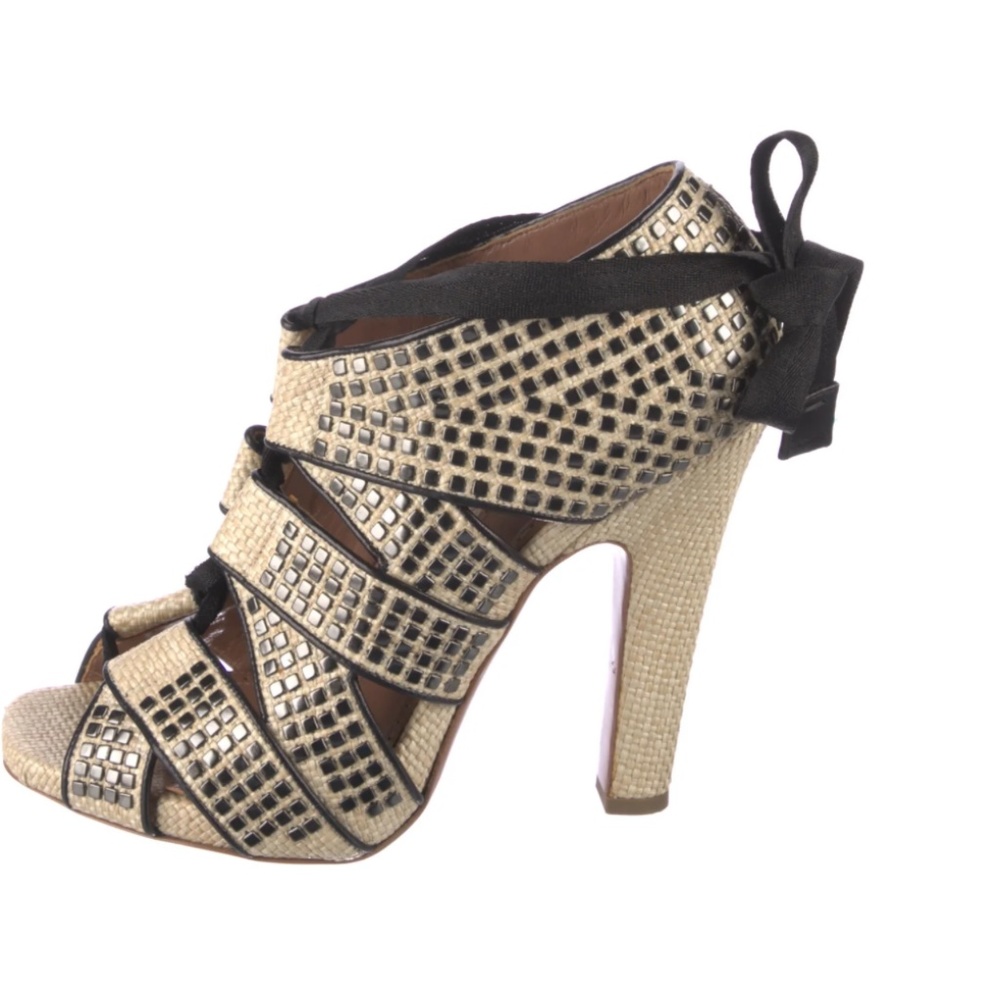 Authentic Alaïa Straw Gladiator Sandals - Picture 3 of 5